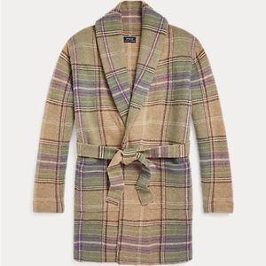 Polo Ralph Lauren Plaid Wool Shawl Cardigan XS